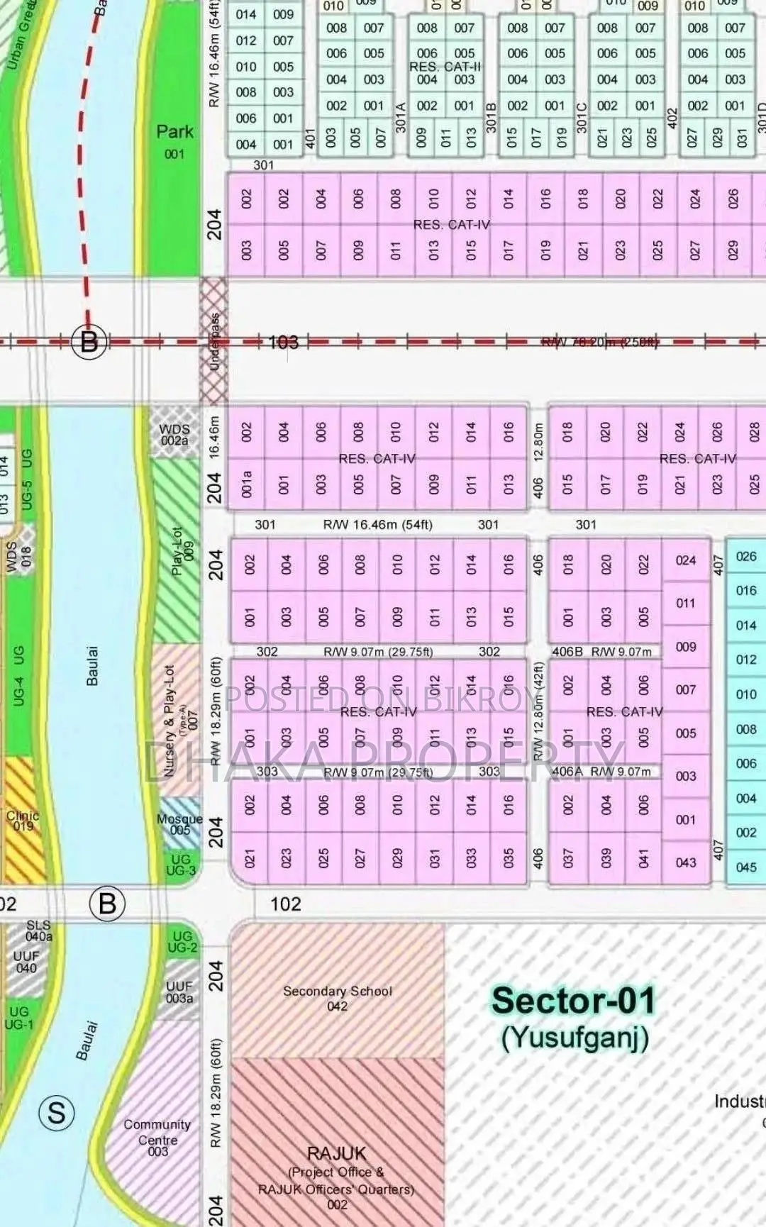Near 300ft Lake 10 Katha North at Sector-1 in Purbachal