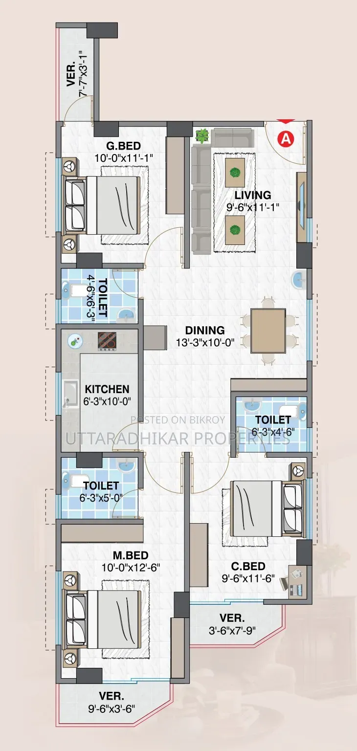 3-Bedroom Apartment in Upl Ar Rahman, Cantonment for Sale in Cantonment