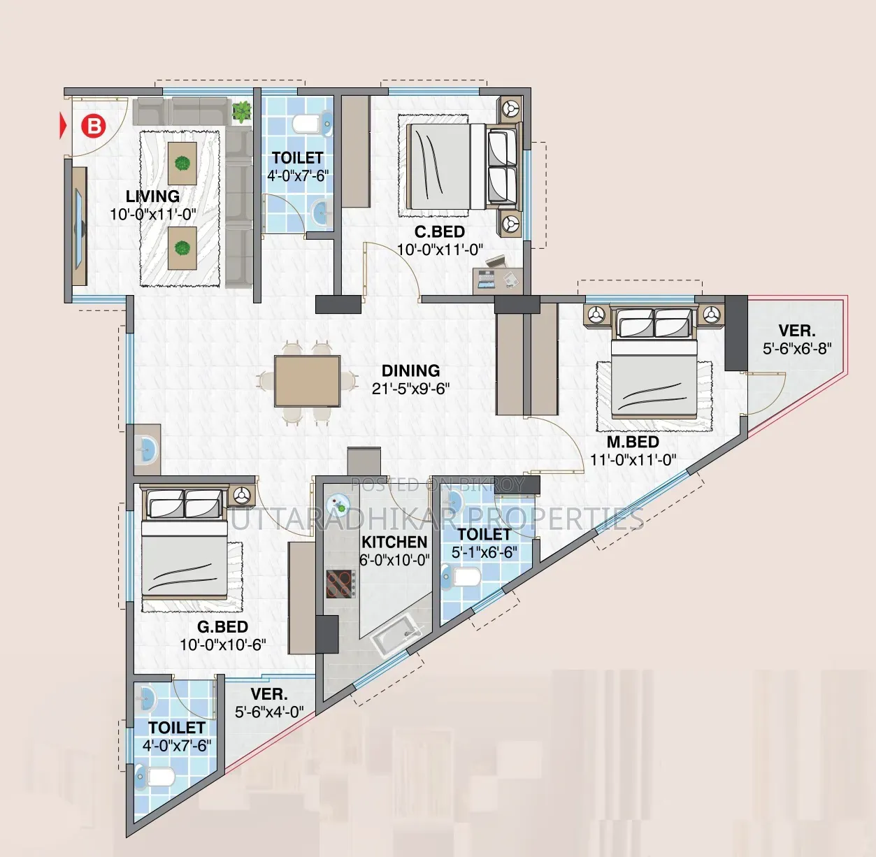 3-Bedroom Apartment in Upl Ar Rahman, Cantonment for Sale in Cantonment