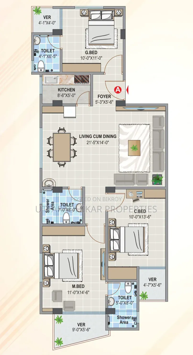 3 Bedroom Apartment in Upl Mridha Lodge, Shewrapara for sale in Shewrapara