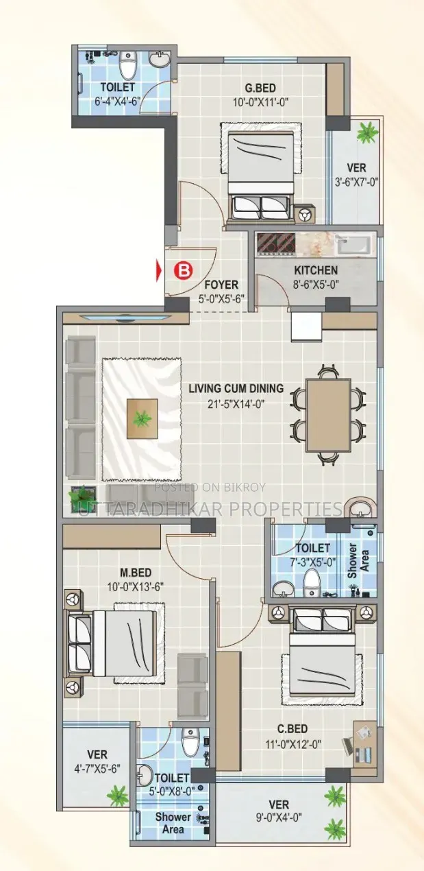 3 Bedroom Apartment in Upl Mridha Lodge, Shewrapara for sale in Shewrapara