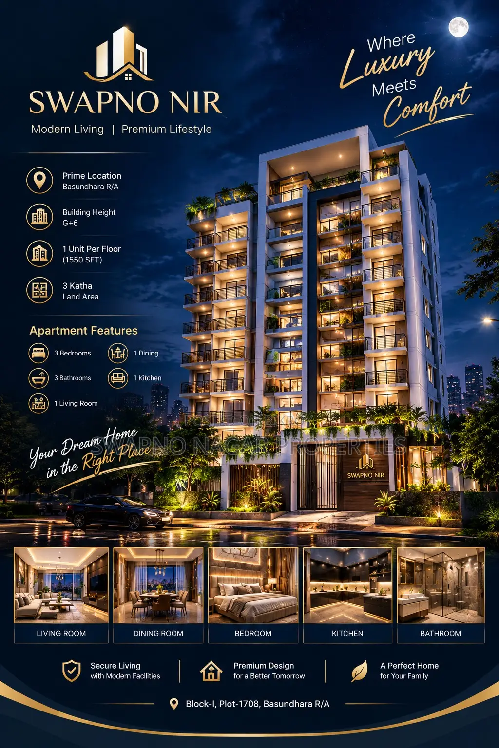 4-Bedroom Apartment in Swapno Nir-2, Bashundhara for Sale in Basundhara