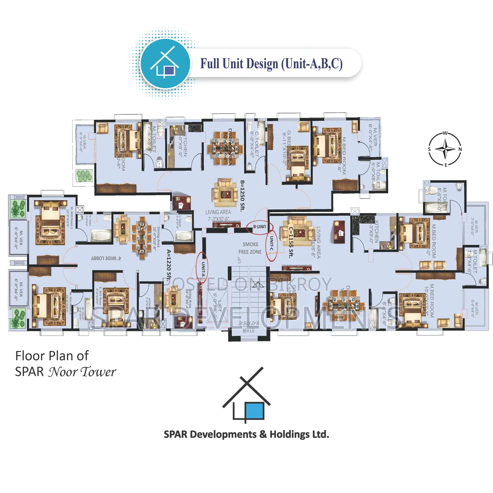 3 Bedroom Apartment in Spar Noor Tower, Savar for Sale in Savar